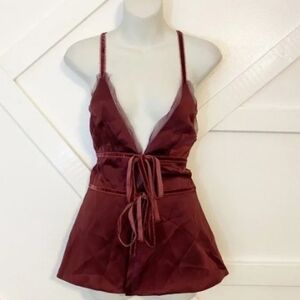 Silk Velvet Tie Front V-Neck Camisole Top
